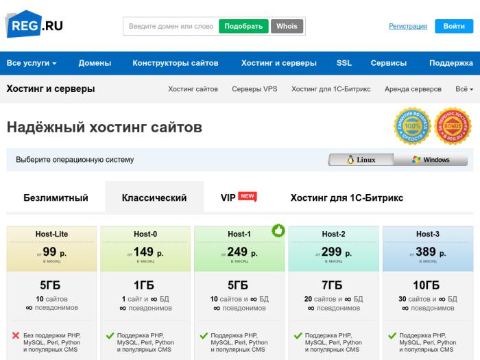 Хостинг Reg.ru регистрация